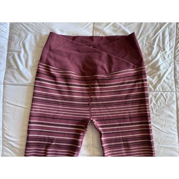 Spiritual Gangster burgundy stripe leggings wrap front love sculpt Size XS EUC - Picture 2 of 12